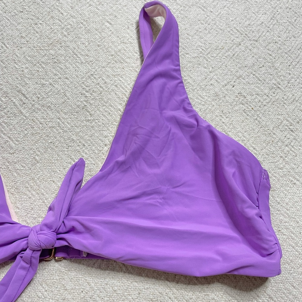 Lilac Purple Twist Knot Bikini Swim Top & Bottom L XL - Picture 2 of 6